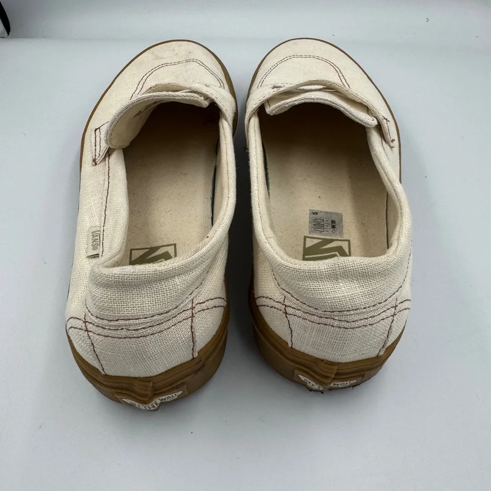 Vans Style 53 Loafer Mens 9.5 Cream Canvas Penny Slip On Gum Sole Shoes